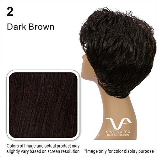 Vivica A. Fox AMY-V, Heat Resistant Fiber, Pure Comfort Cap, Layered Short Pixie Style with Tapered Back, Full Wig (2 Dark Brown)