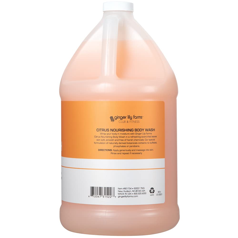 Ginger Lily Farms Club & Fitness Nourishing Body Wash, 100% Vegan & Cruelty-Free, Bath & Shower Gel for Men and Women, Citrus Scent, 1 Gallon (128 fl Beauty & Personal Care Ginger Lily Farms