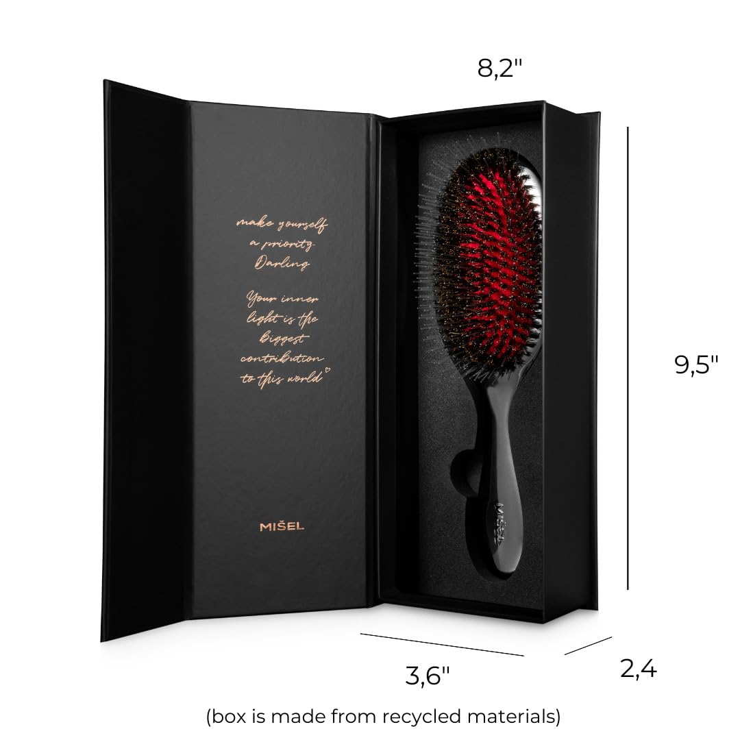 MISEL Professional Boar Bristle Hair Brush for Women and Men | Detangles All Natural Hair Types and Extensions | Reduces Breakage | Great for Wavy Beauty & Personal Care MIŠEL