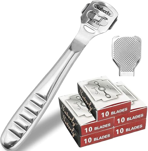 52 Pcs Callus Shaver Set,1 Stainless Steel Foot Razor with 50 Replacement Slices Blades and 1 Foot File Head Foot Care Tools,Foot Shaver Callus Beauty & Personal Care Jutoe