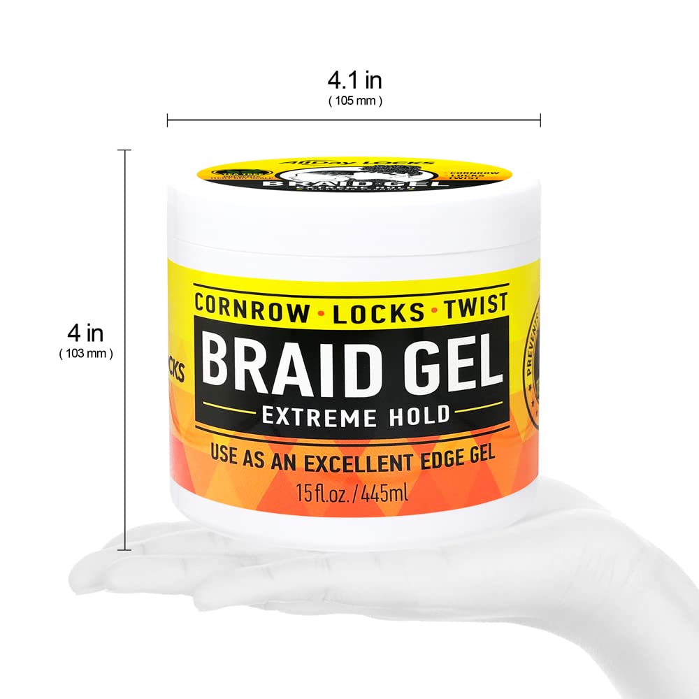 AllDay Locks Braid Gel (15 oz) | Extreme Hold, High Shine | Frizz & Flake-Free Edge Control | Tea Tree, Lavender, Peppermint Oil | Slick & Style Beauty & Personal Care AllDay Locks