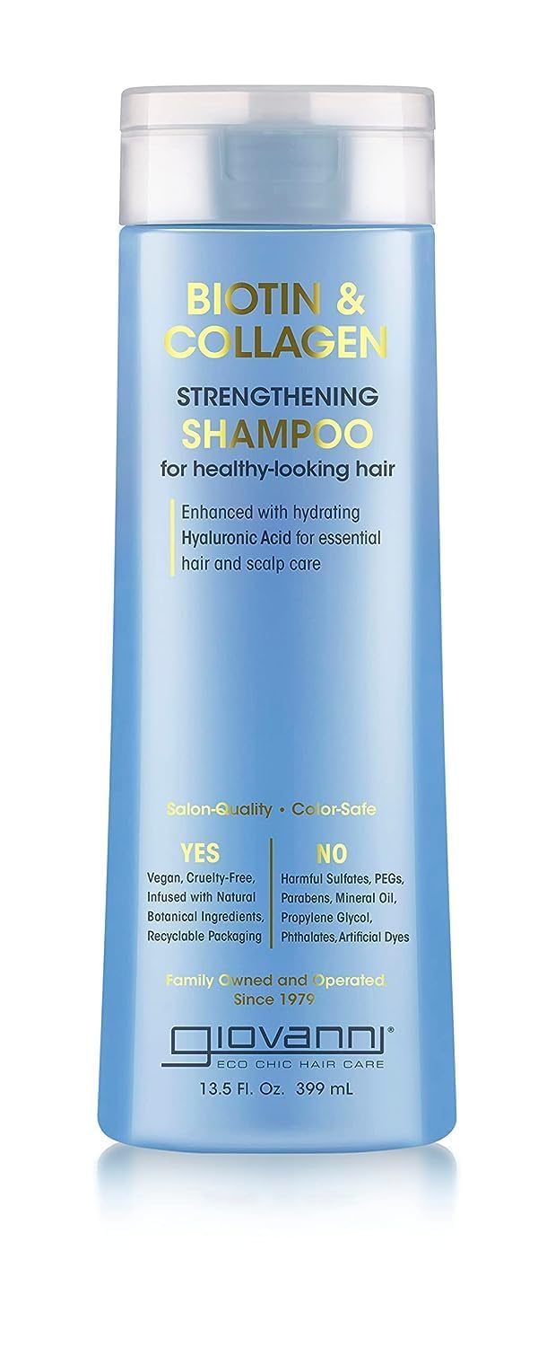 GIOVANNI Biotin & Collagen Shampoo, Strengthening Shampoo, Vegan, 13.5 Oz