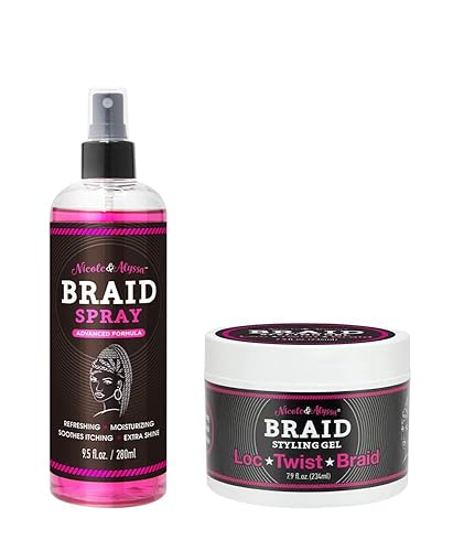 Nicole & Alyssa - Braid Spray and Braid Styling Gel Combo (9.5oz (Spray) + 7.9oz (Gel)) Beauty & Personal Care Nicole & Alyssa