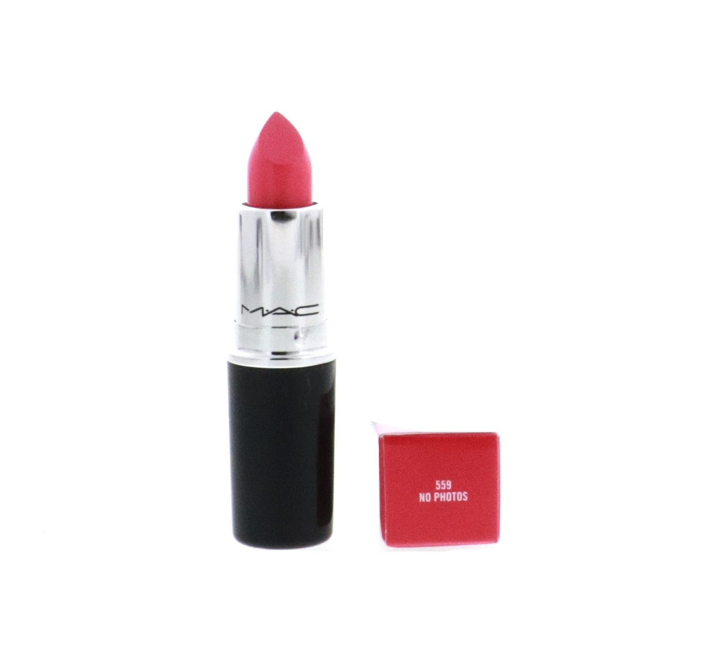 MAC Lustreglass Lipstick - 559 No Photos (Bright Coral Pink) - 0.10 oz / 3 g Beauty & Personal Care MAC