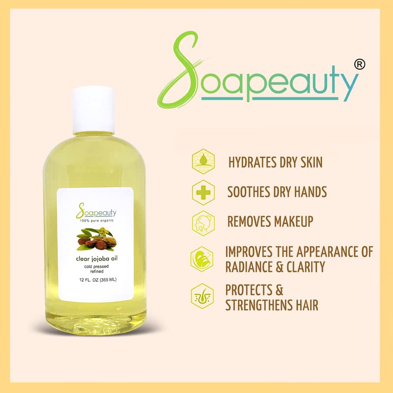 Soapeauty Clear Jojoba Oil | 100% Pure & Natural | Refined, Cold Pressed, Hexane Free | Moisturizing Oil for Skin, Face, Hair & Nails | 64 fl oz Beauty & Personal Care Soapeauty