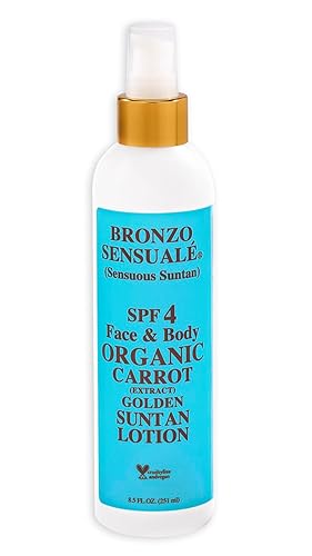 Tanning Lotion with SPF 4 Sunscreen Protection - Organic & Botanical Ingredients for a Sun-Kissed Glow - Moisturizing, Non-Greasy Sun Care Carrot Beauty & Personal Care BRONZO SENSUALE