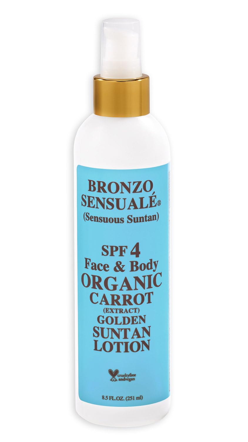 Tanning Lotion with SPF 4 Sunscreen Protection - Organic & Botanical Ingredients for a Sun-Kissed Glow - Moisturizing, Non-Greasy Sun Care Carrot Beauty & Personal Care BRONZO SENSUALE