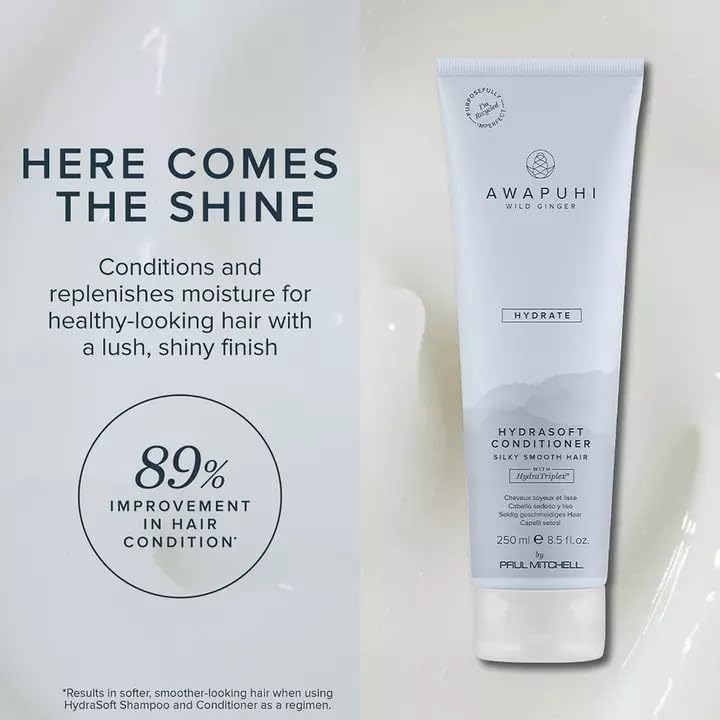 Awapuhi Wild Ginger by Paul Mitchell HydraSoft Conditioner, For Silky Smooth Hair, Ideal For All Hair Types, Especially Dry + Frizzy Hair, 8.5 oz.