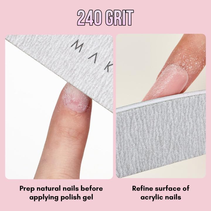 Makartt Nail File: 240/240 Grit Emery Boards for Nails, 10pcs Ultra-Fine Filer Kit for a Shiny Finish Zebra Doubled Sides Washable Manicure Pedicure Beauty & Personal Care Makartt