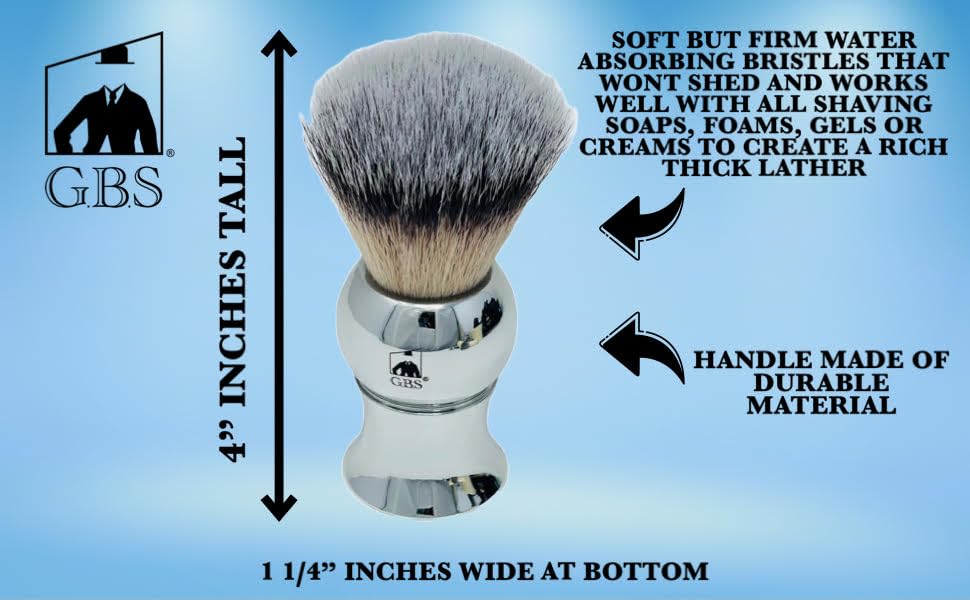G.B.S Plastic Polished Mirror Shaving Brush for Wet Shave Using Shaving Cream & Soap- Best Shave of Your Life for Safety Razor, Double Edge Razor Beauty and Personal Care G.B.S
