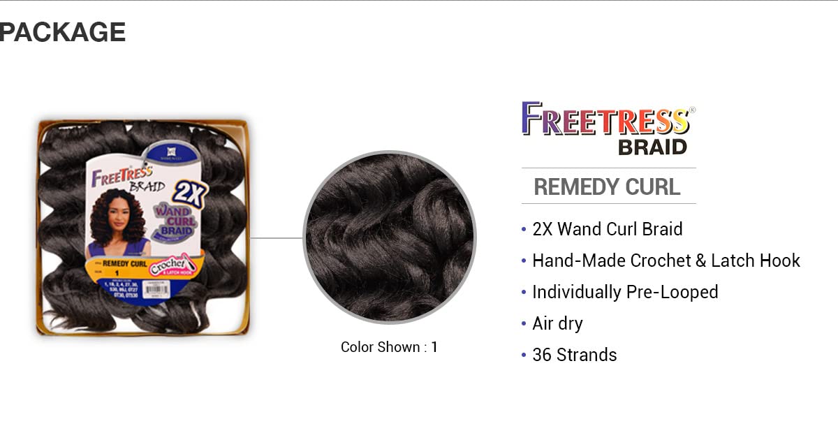 Shake N Go Freetress 2X Wand Crochet Braid Collection - REMEDY CURL (27)