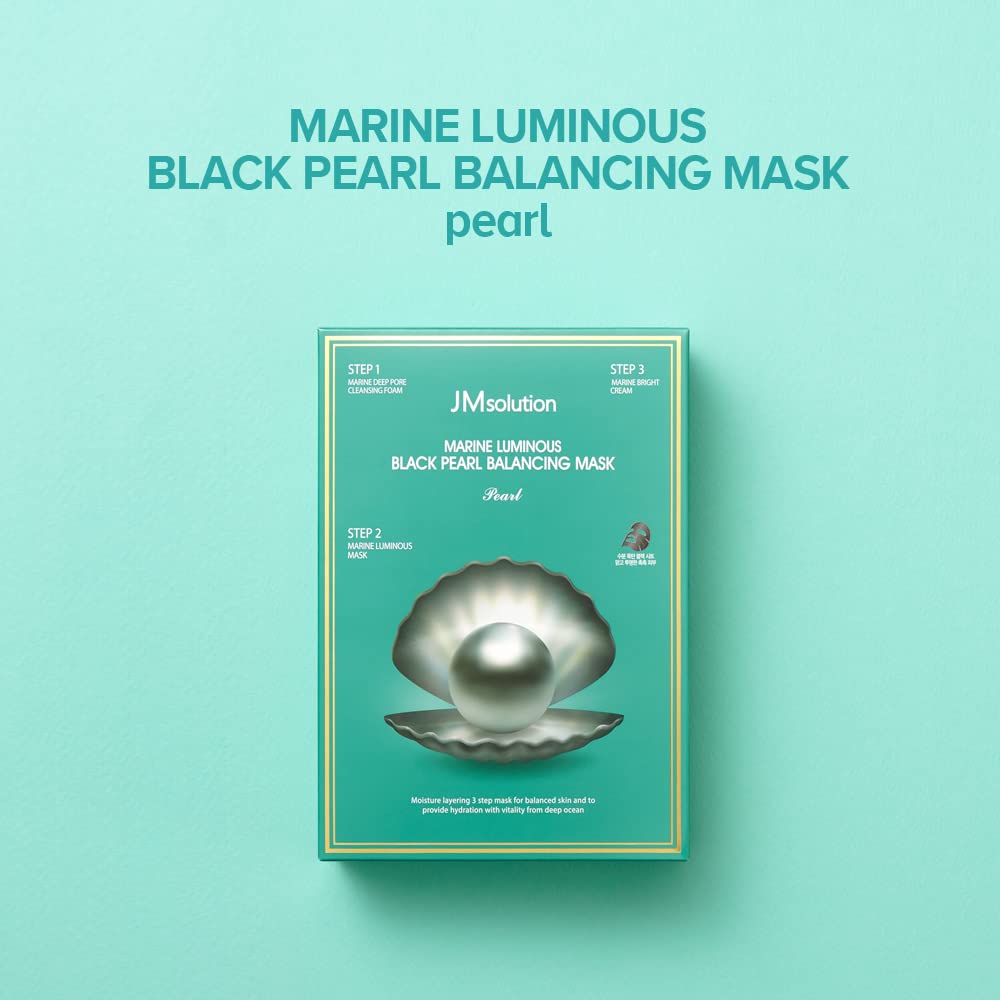 JMsolution Marine Luminous Black Pearl 3 Step Mask (10 Sets) | Bubble Cleanser + Black Sheet Mask + Finishing Cream | Oil & Moisture Balance Korean Beauty & Personal Care JMsolution