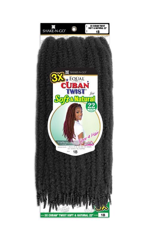 Shake-N-Go 3x Cuban Twist Soft & Natural 22", 1-Pack, (4)