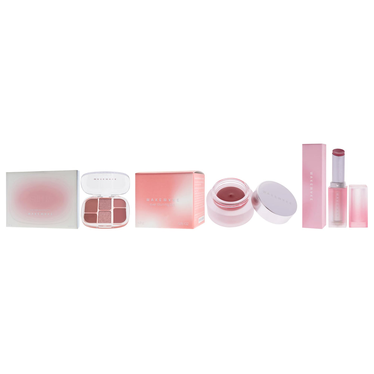 Wakemake Kit by Wakemake for Women - 3 Pc Kit 0.22oz Makeup - 02 Lasy Rose, 0.15oz Makeup - 05 India Rose, 0.12oz Lipstick - 06 Moon Away