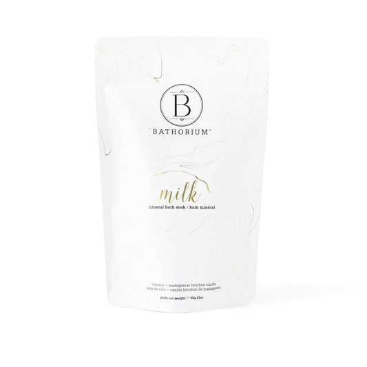 Bathorium Milk Mineral Bath Soak, Made with Coconut, Dead Sea Salt & Vanilla Bean CO2, Ideal for Hydration, pH Balanced Coconut Scented Bath Soak Beauty and Personal Care Bathorium