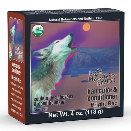 Light Mountain Henna Hair Color & Conditioner - Bright Red Hair Dye for Men/Women, Organic Henna Leaf Powder and Botanicals, Chemical-Free Beauty & Personal Care LIGHT MOUNTAIN