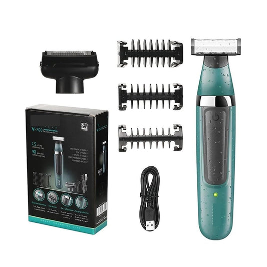 Double Blade Multi-Function Waterproof Shaver, Rechargeable Beard Trimmer, Male Hair Set 393(Black) Beauty and Personal Care EWKYLSEM