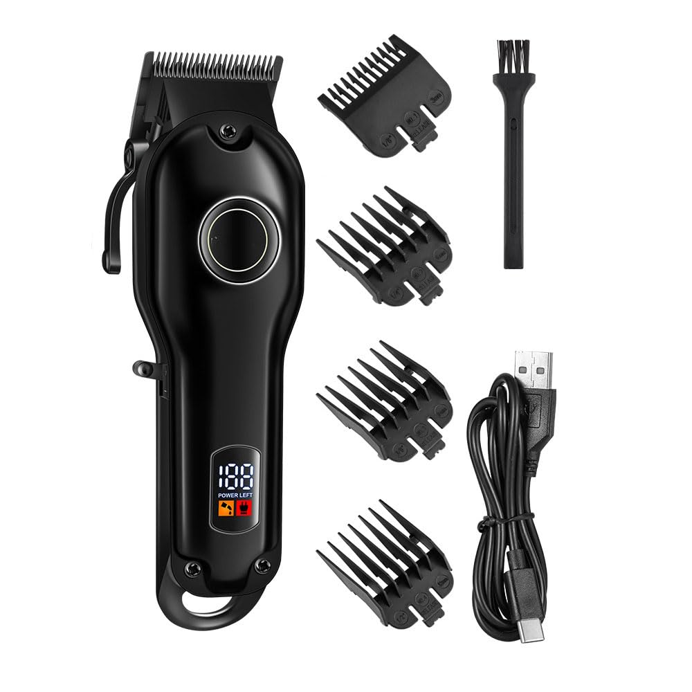 Professional Hair Clippers for Men Household, Cordless Barber for Cutting & Grooming. Rechargeable Trimmer Kit with LED Digital Display, 4 Limit Combs Beauty and Personal Care QDKVTNDJZ