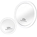MIRRORVANA 20X & 10X Magnifying Mirror Set with 3 Suction Cups Each - Compact & Travel Ready Mirror for Makeup - Sizes: 6" and 4" Wide Beauty & Personal Care MIRRORVANA