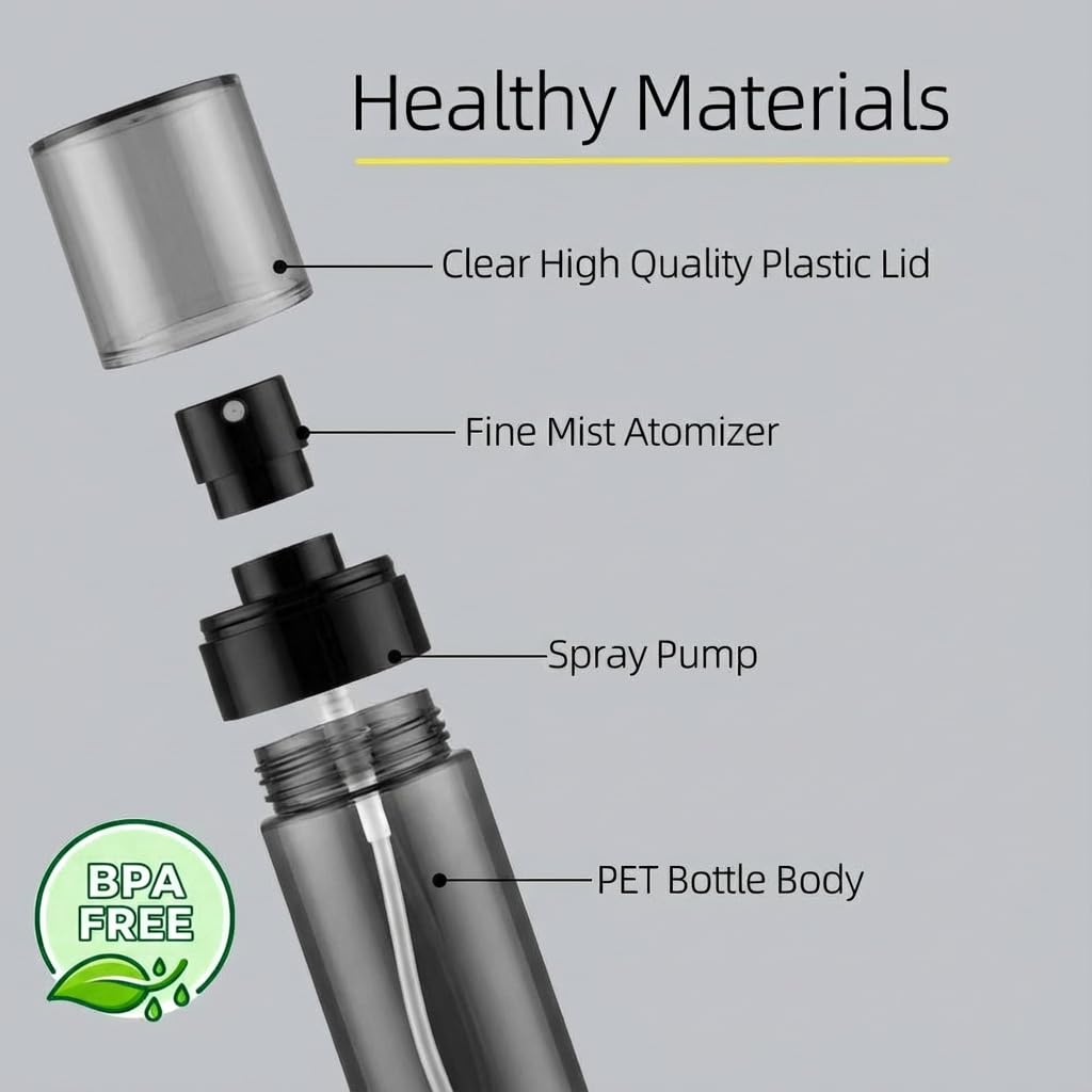 JUNIPLTER 3 Pack Spray Bottles 2oz / 60ml, Fine Mist Small Spray Bottle Leak Proof, Refillable Travel Bottles for Toner, Cosmetics & Hair Care (Black Beauty and Personal Care JUNIPLTER