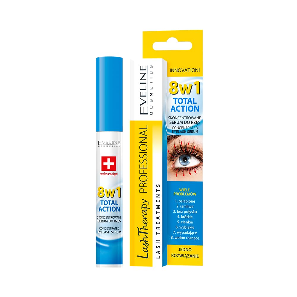 Eveline Cosmetics Multi-purpose Eyelash Serum Total Action 8 in 1, 0.33 Fluid Ounce Beauty & Personal Care EVELINE COSMETICS