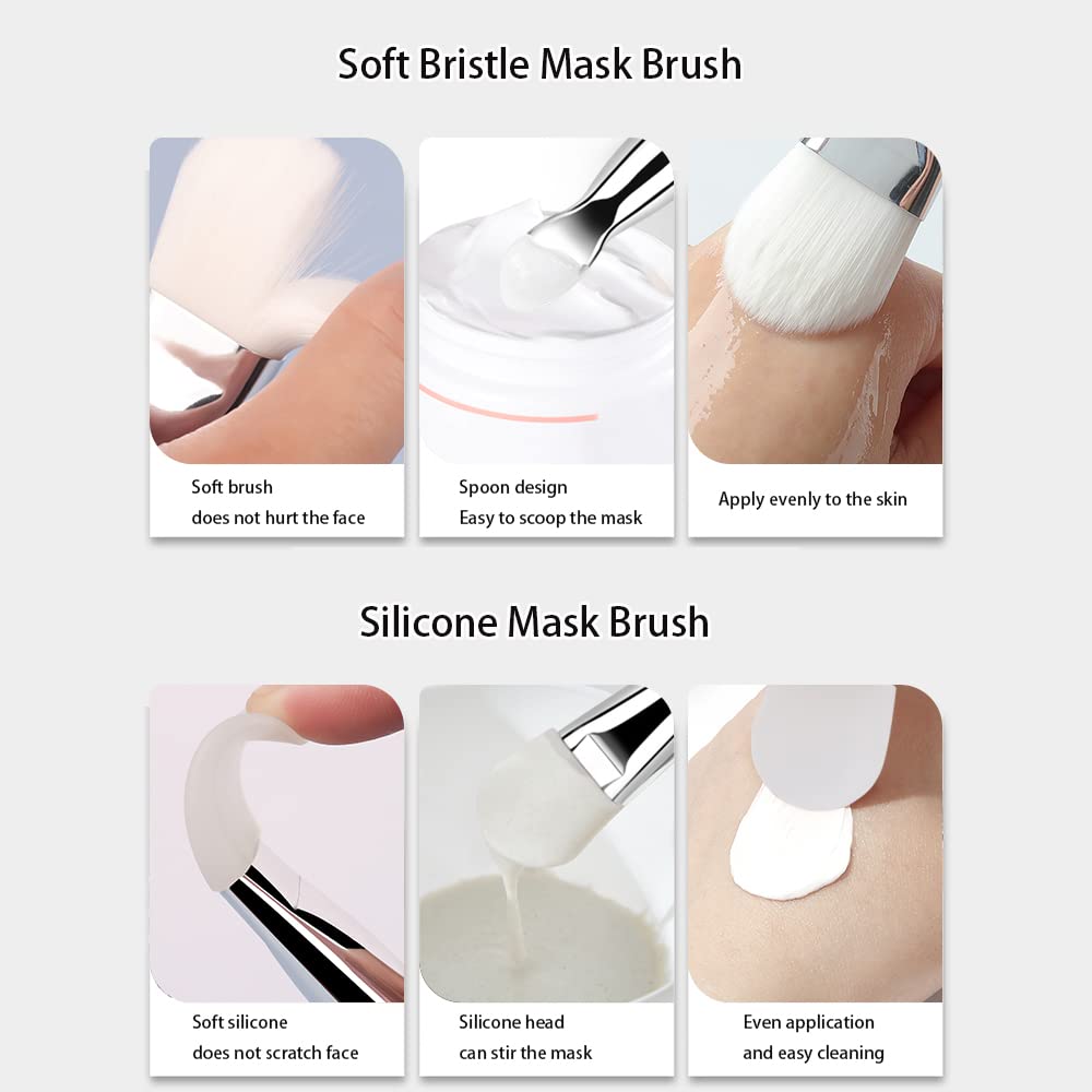 Face Mask Brush 2Pcs, Jrsoul He Face Mask Applicator Double-Ended, Suitable For Mud, Clay, Charcoal Mix Mask, Soft Makeup Beauty Brush Tool Beauty & Personal Care Jrsoul He