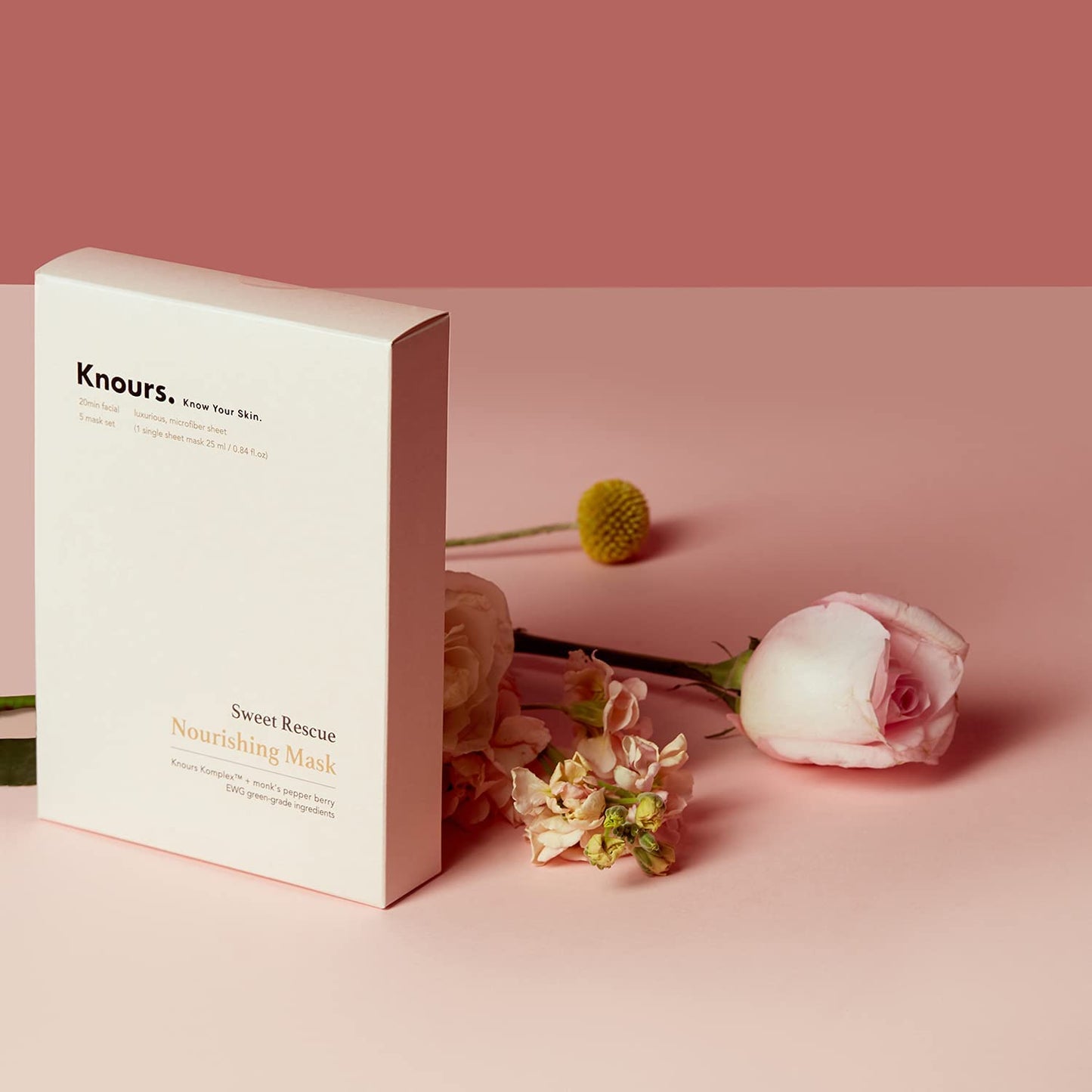 Knours. Nourishing & Hydrating Mask, Rose Water Toning Rejuvenating Facial Nourishing Clean Beauty (5 Count) Beauty & Personal Care Knours.