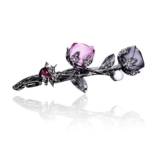 Elegant Rose Bridal Hair Clips Women Hair Accessories Brides Maids Headpiece Rose Flower Style Hair Pin Barrettes Spring Clip (Pink) Beauty & Personal Care Suoirblss