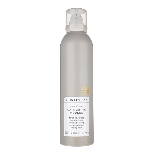Kristin Ess Hair Instant Lift Volumizing Mousse with Castor Oil - Boosts Volume + Thickens, Body Building, Lasting Hold, Non Sticky, For Curly, Wavy + Beauty & Personal Care Kristin Ess