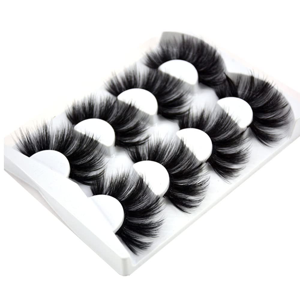 HBZGTLAD NEW 4 Pairs 3D Mink Hair False Eyelashes Criss-cross Wispy Cross Fluffy length 25mm Lashes Extension Handmade Eye Makeup Tools (MDR-5) Beauty & Personal Care HBZGTLAD