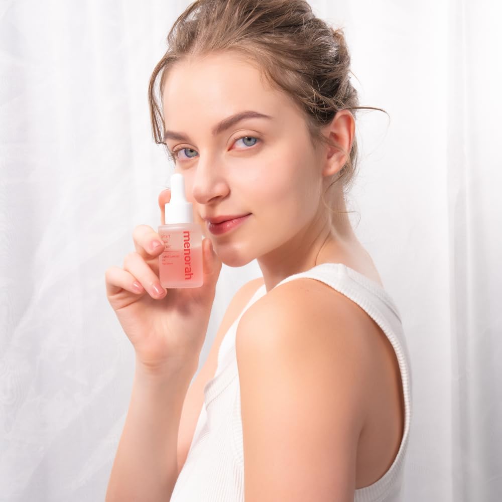 menorah Smart Dual Serum - Shake-Activated Dual Phase Glow Serum, Lightweight Hydration + Nourishing Face Oil, Fast-Absorbing, Radiant Look, Daily Beauty & Personal Care menorah