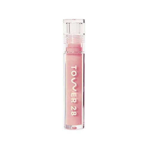 Tower 28 ShineOn Milky Lip Jelly, OAT | Non-Sticky, Vegan Lip Gloss in Milky Peachy Pink | Apricot and Raspberry Seed Oil | Moisturizing, Clean Beauty & Personal Care Tower 28