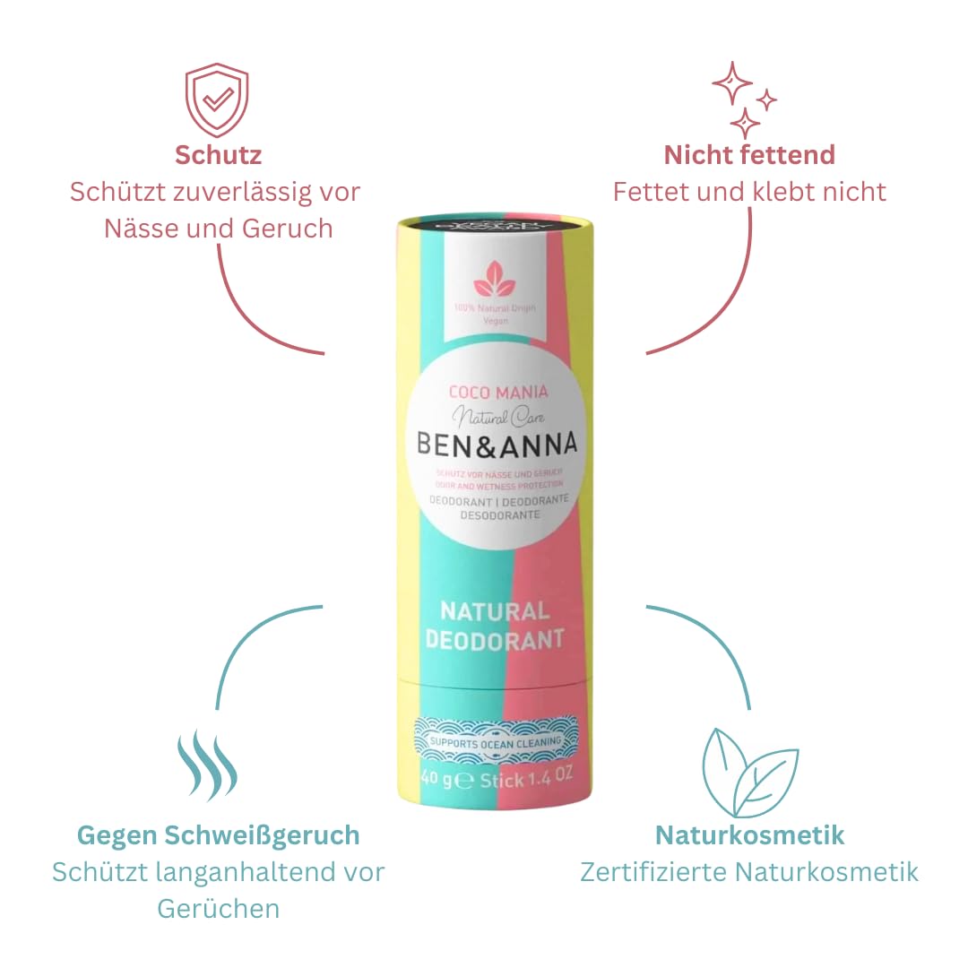 Ben & Anna Soda Deodorant Paper Tube - Coco Mania 1.41 oz Beauty and Personal Care Ben & Anna