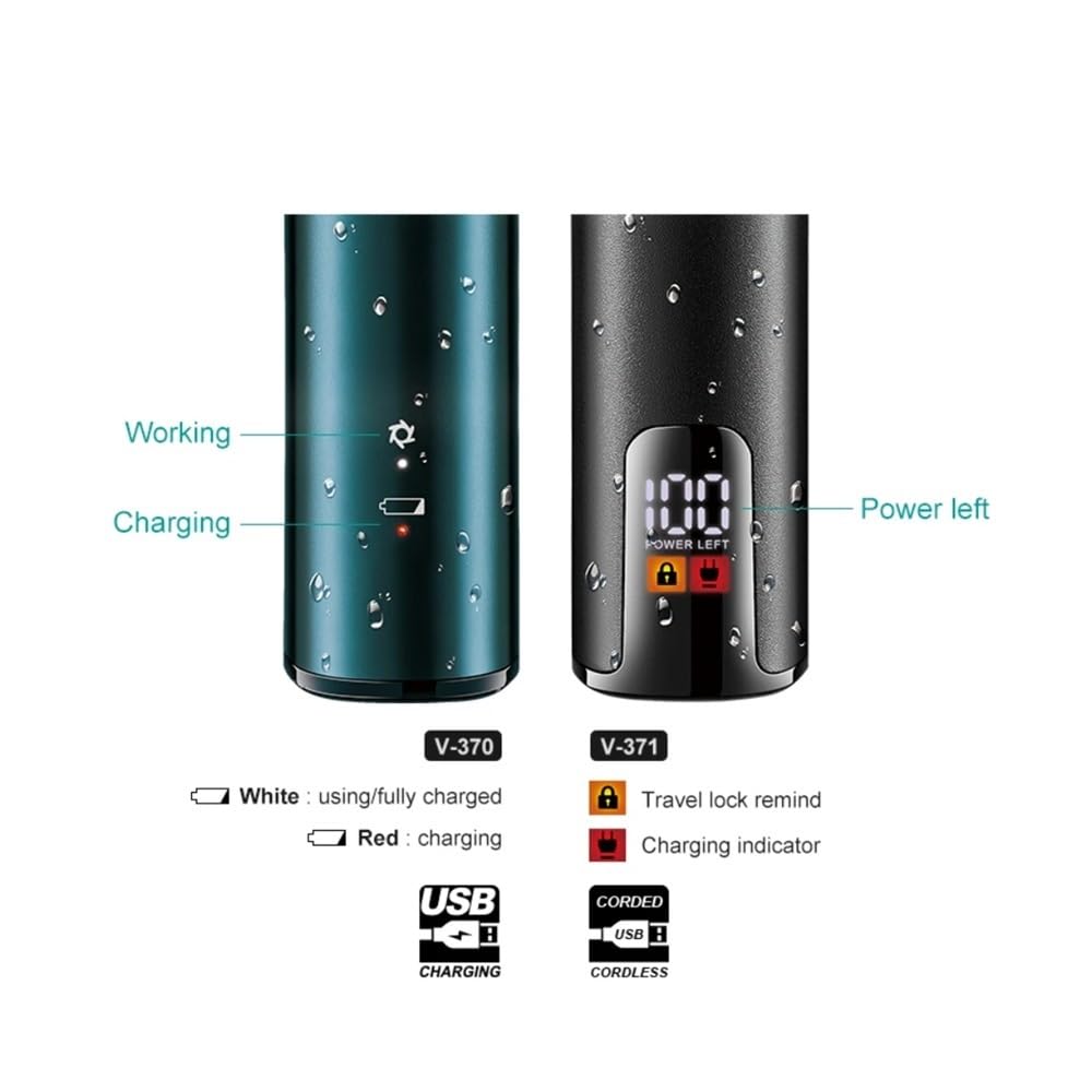 Professional Electric Shaver Waterproof Beard Hair Trimmer Rechargeable Razor Digital Display for Men V-371(V-371 with Box) Beauty and Personal Care EWKYLSEM