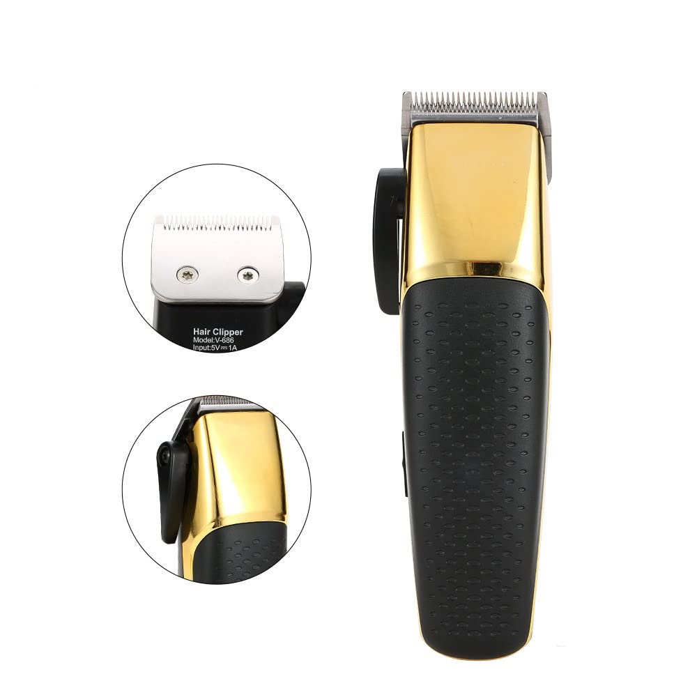 GLESVOWIO Pro Hair Clipper Men's Hairdresser Professional Adjustable Gradient Electric Push Shear USB Rechargeable(V686 Gun Color) Beauty and Personal Care GLESVOWIO