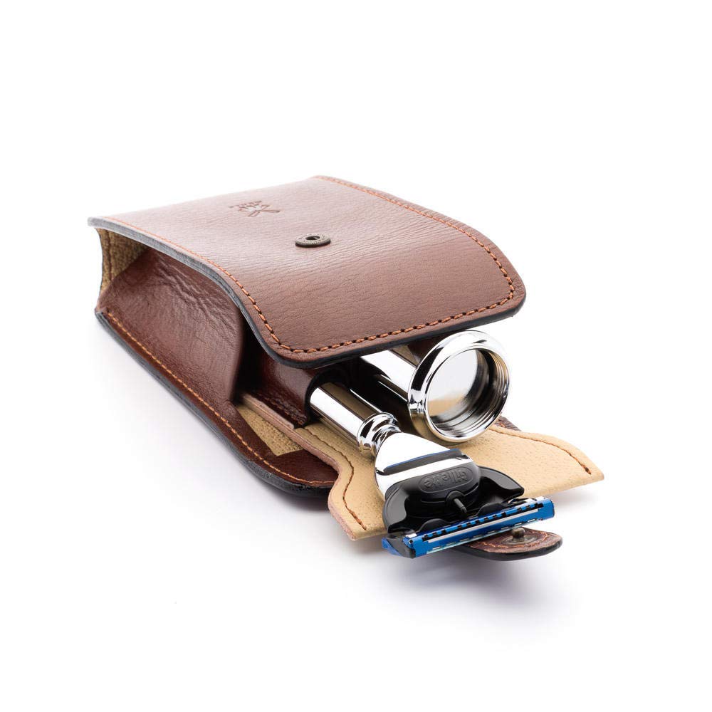 MÜHLE Travel Florentine Leather Silvertip Fibre 5-Blade Razor Luxury Shaving Kit Beauty and Personal Care MÜHLE