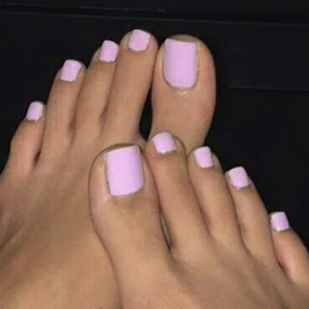 Outyua Solid Square Fake Toenails Matte Press on Toenails Purple Short Acrylic False Toes Nails Artificial Beach Summer Full Cover Toenail for Women Beauty & Personal Care Outyua