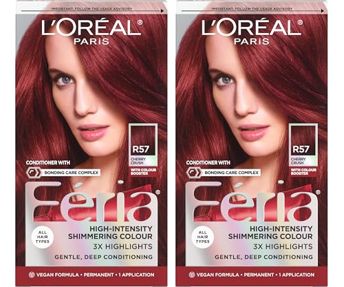 L'Oreal Paris Feria Multi-Faceted Shimmering Permanent Hair Color, R57 Intense Medium Auburn, Hair Dye Kit, Pack of 2 Beauty & Personal Care L'Oreal Paris