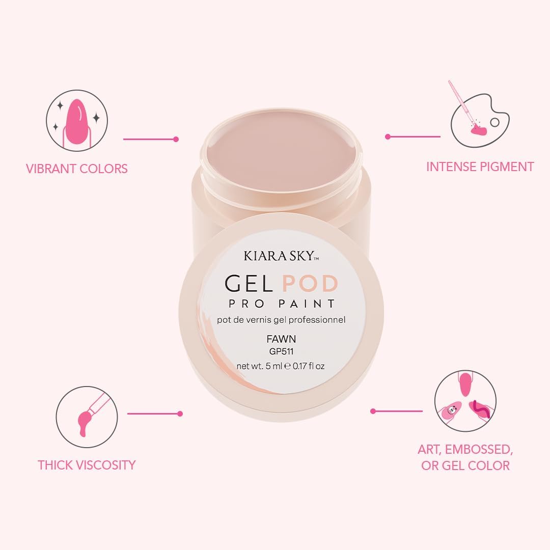 KIARA SKY Professional Nails Gel Art Pod - Ultra Pigmented Gel Art Paints (Fawn) Light Beige