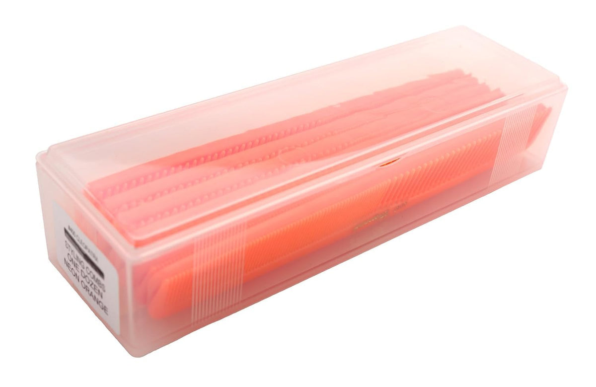 Krest Cleopatra 7 inchAll Purpose Barber Comb. Flat Back Styler Comb. Numbered ruler Comb. Neon Orange. 12-Pack