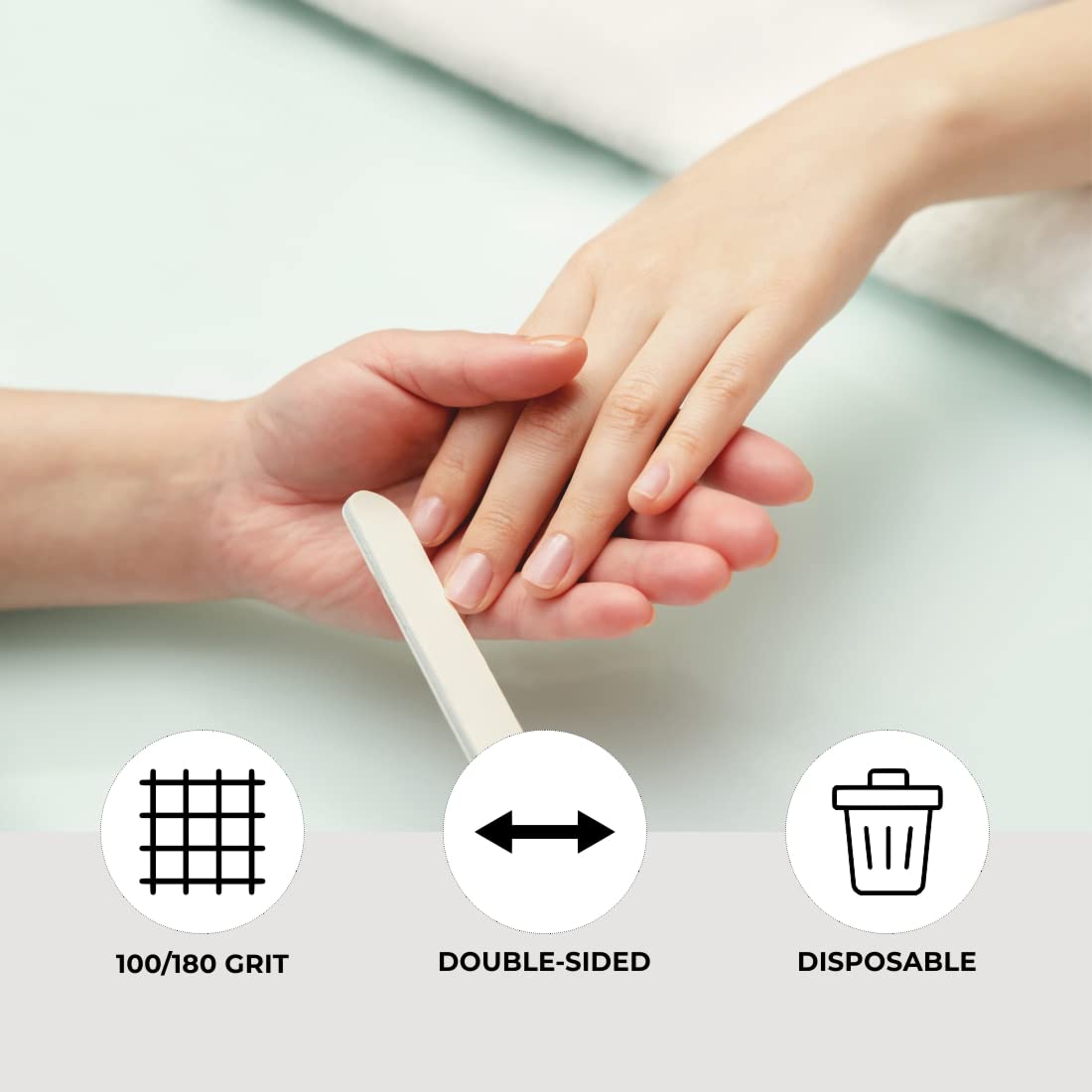 ForPro Professional Collection O-Files Foam Board, Double-Sided Manicure Nail File, 100/180 Grit, Individually-Wrapped, 6" L x .75" W, White Beauty & Personal Care ForPro Professional Collection