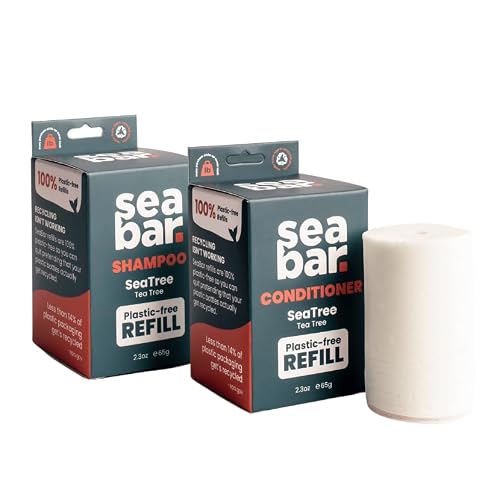 SeaBar Shampoo & Conditioner Bar REFILL SET - All Natural Hair Shampoo - Vegan, Sulfate-Free, Eco Friendly Zero Waste Reusable Packaging with Travel Beauty & Personal Care SeaBar