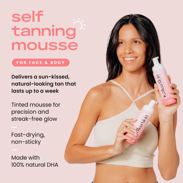 KoluaSkin by KoluaWax Self Tanner Mousse, Dark - Natural-Looking Sunless Body Fake Tan - Dries Quick w/No Streaks, Hydrates Skin - Light Tropical Beauty & Personal Care KoluaWax