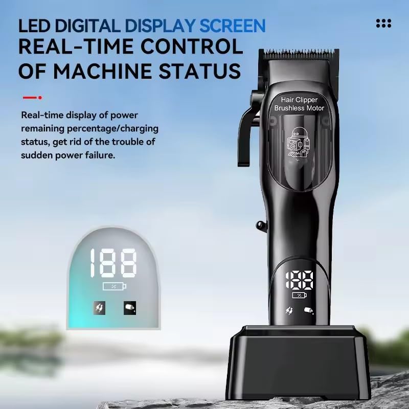 Professional Hair Clippers for Men with Superior Precision, Cordless Barber with Multi Speed and LED Digital, Brushless Motor Cutting Machine Set Beauty and Personal Care QDKVTNDJZ