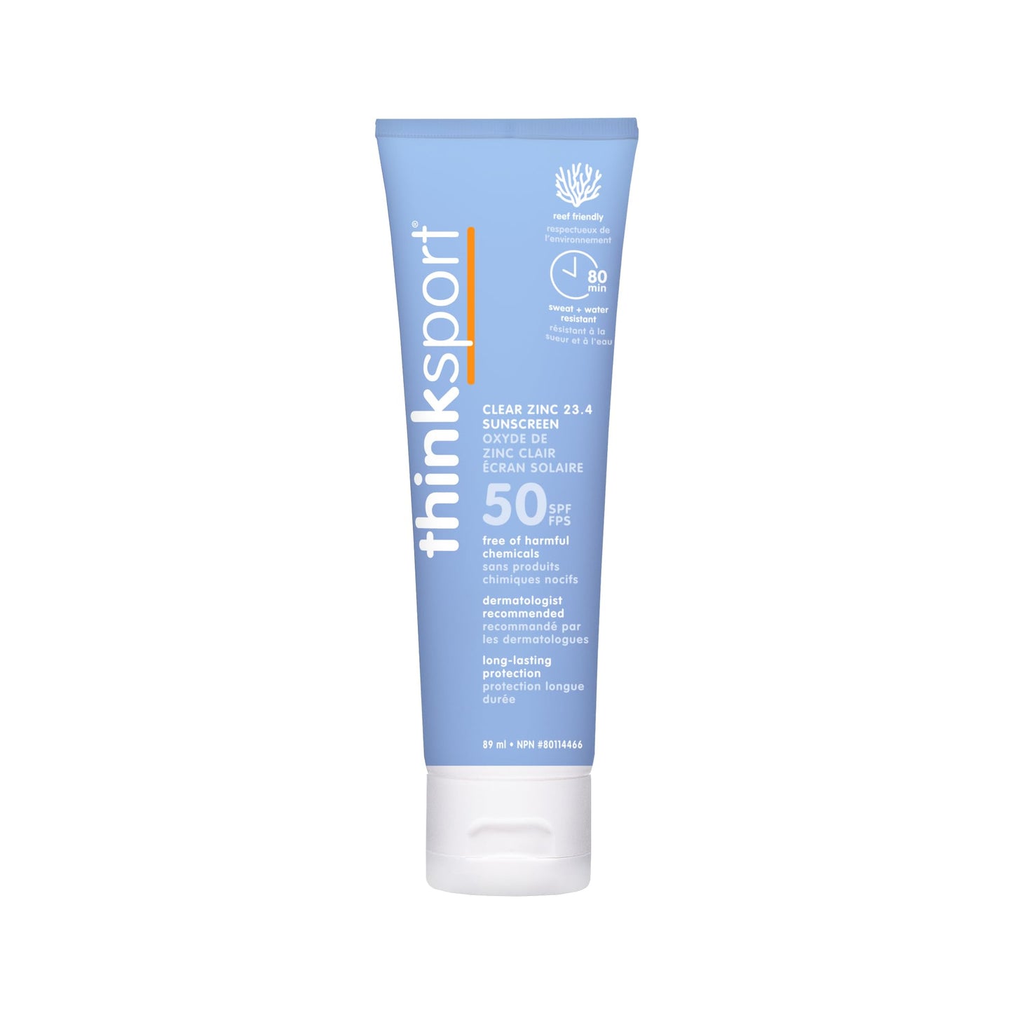 Thinksport SPF 50+ Mineral Sunscreen with Clear Zinc Oxide, 3 Fl Oz - Safe, Natural, Water Resistant, Broad Spectrum UVA/UVB Sun Screen for Sun Beauty & Personal Care THINK