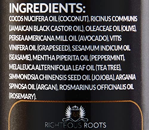 Righteous Roots Rx Hair Oil – Hair Growth, Anti-Frizz & Thickening Oil for Curly, Wavy, Natural Hair & Beards – 4 fl oz (Hair RX) Beauty & Personal Care Righteous Roots