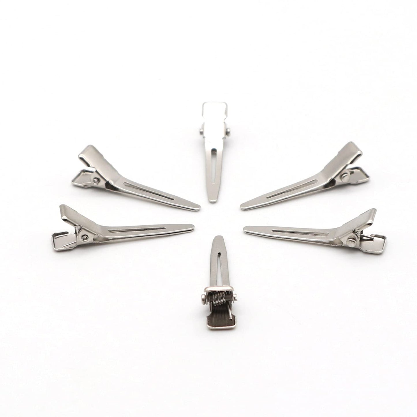 100pcs 4.5cm Single Prong Curl Clips - Silver Metal Alligator Hair Pins for Hair Extension Beauty & Personal Care Aqueens