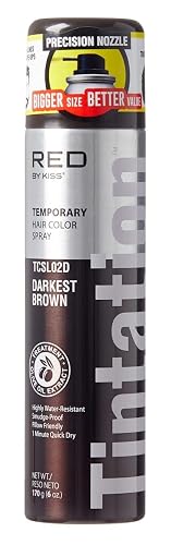 Red by Kiss Tintation Temporary Hair Color Spray, Instant Gray Root Touch Up Coverage, Water-Resistant & Smudge-Proof, Easy Wash Out, Barber Beauty & Personal Care Red by Kiss