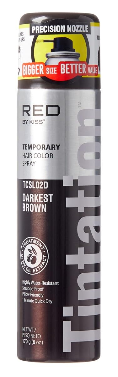 Red by Kiss Tintation Temporary Hair Color Spray, Instant Gray Root Touch Up Coverage, Water-Resistant & Smudge-Proof, Easy Wash Out, Barber Beauty & Personal Care Red by Kiss