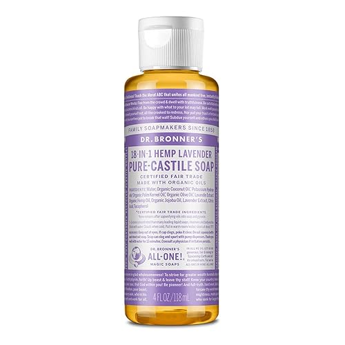 Dr. Bronner's - Pure-Castile Liquid Soap (Lavender, 4 ounce) - Made with Organic Oils, 18-in-1 Uses: Face, Body, Hair, Laundry, Pets and Dishes Beauty & Personal Care Dr. Bronner's